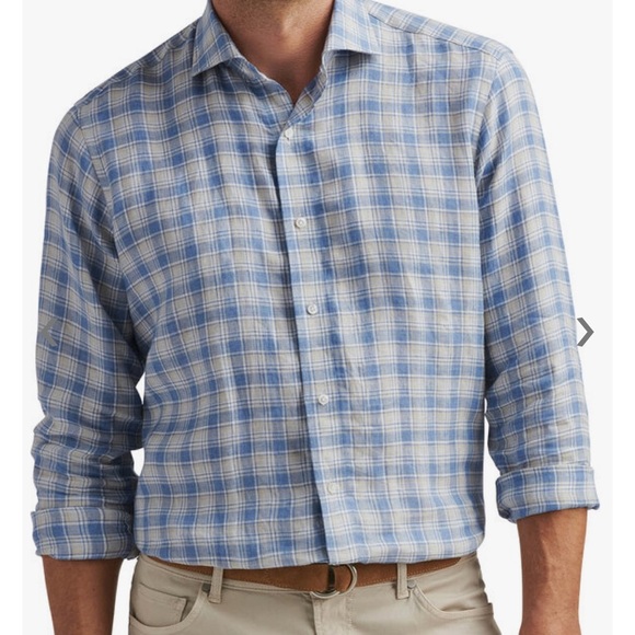 Peter millar Ravello Angelite Linen Sport Shirt 100% linen large - Picture 1 of 6